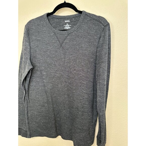 Sonoma Mens Gray Long Sleeve Waffle Knit Shirt M Cotton Crew Neck Thermal - Picture 3 of 5